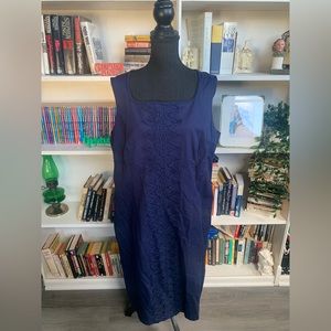 Boden Embroidered Royal Blue Shift Dress